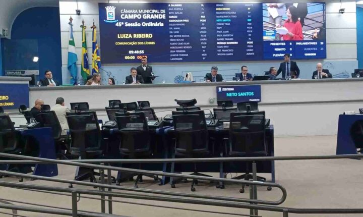 Sessão na Câmara de Campo Grande é encerrada por falta de quórum antes da campanha