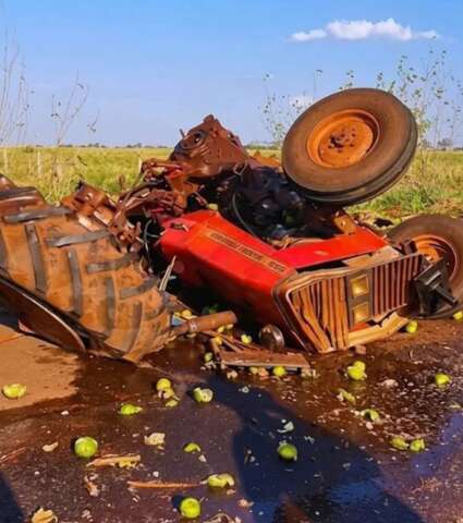 Mulher morre após trator ser atingido por carreta na rodovia MS-162