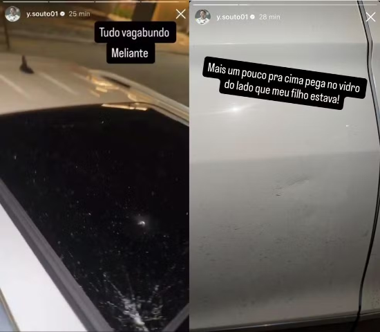 Zagueiro de MS tem carro apedrejado após jogo e diz que filho quase foi atingido