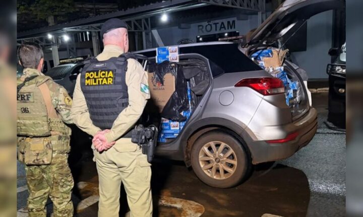 Carga de 15 mil maços de cigarros é apreendida no Paraná após motorista escapar a pé por lavoura