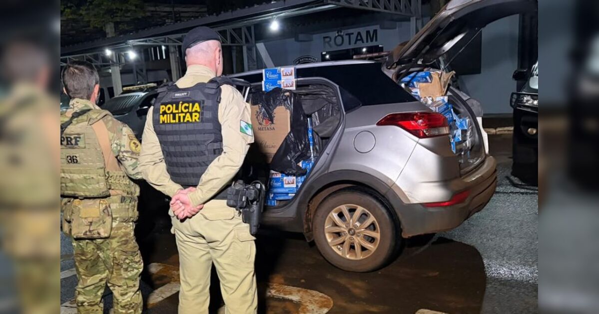 Carga de 15 mil maços de cigarros é apreendida no Paraná após motorista escapar a pé por lavoura