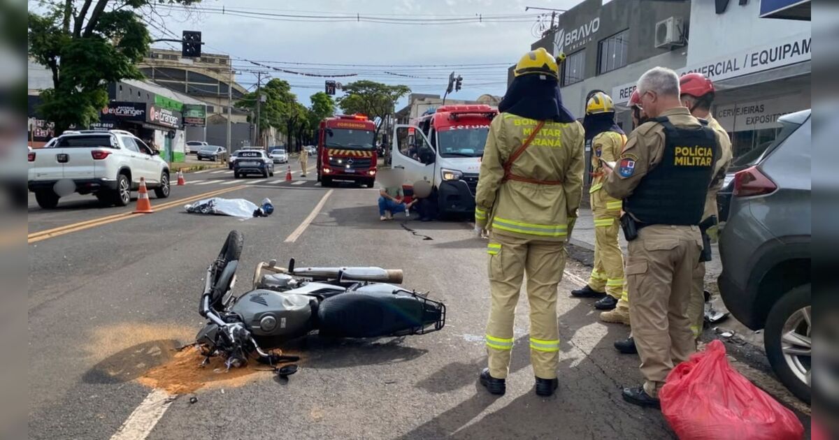 Motociclista de 36 anos morre após colisão entre moto e carro em avenida de Apucarana