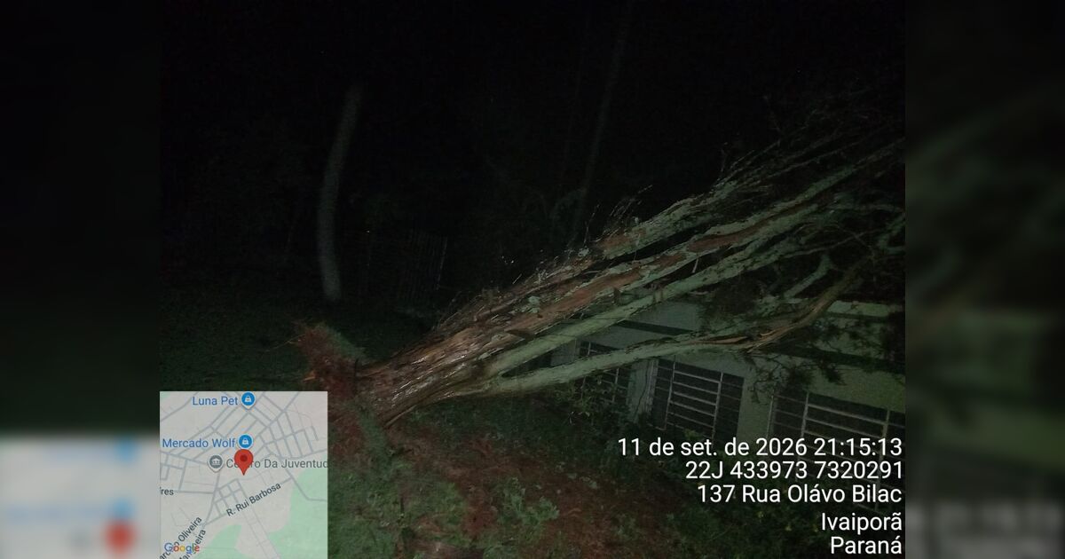 Vídeos e fotos revelam estragos de temporal com granizo e ventos fortes em Ivaiporã