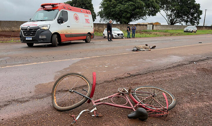 Ciclista atropelado no anel viário de Dourados é identificado como idoso de 61 anos