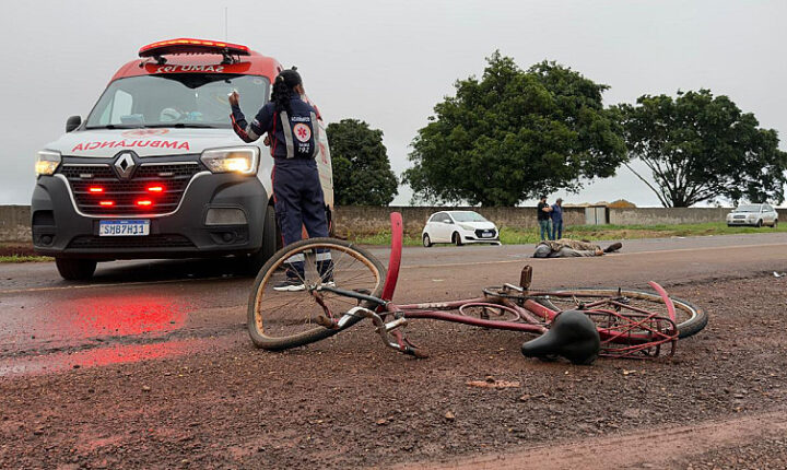Ciclista morre após ser atropelado por carro no anel viário de Dourados