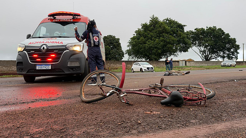 Ciclista morre após ser atropelado por carro no anel viário de Dourados
