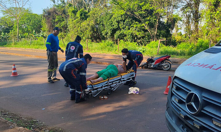 Gestante de 30 anos sofre fratura no nariz após acidente na Via Parque em Dourados