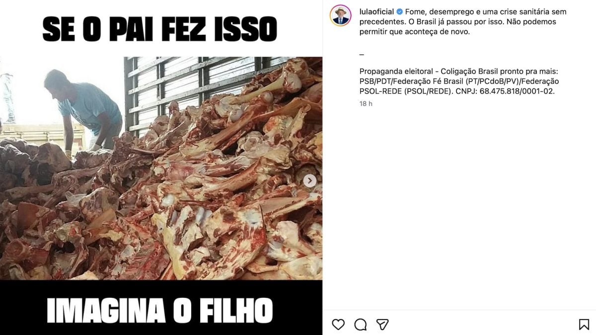 Lula posta fotos de carcaças e cemitério na pandemia e diz: “Imagina o filho”