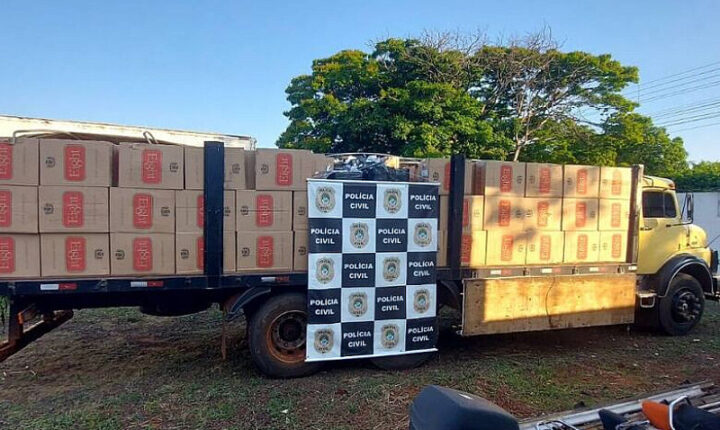 Polícia Civil apreende caminhão carregado com cigarros contrabandeados na zona rural de Eldorado