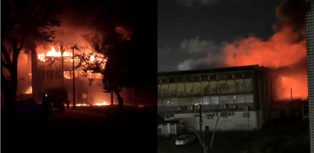 Incêndio de grandes proporções atinge prédio da Universidade Federal de Pernambuco em Recife