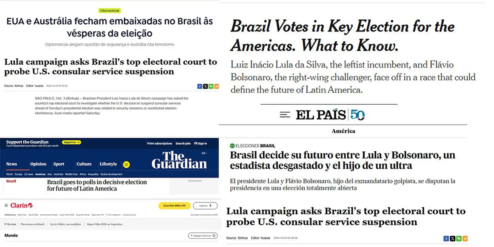 Repercussão internacional: jornais estrangeiros destacam que eleição no Brasil define rumos da América Latina