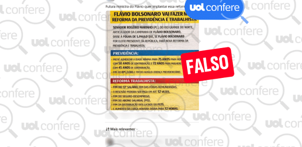 Campanha de Flávio Bolsonaro não anunciou o fim do 13º salário, aponta checagem